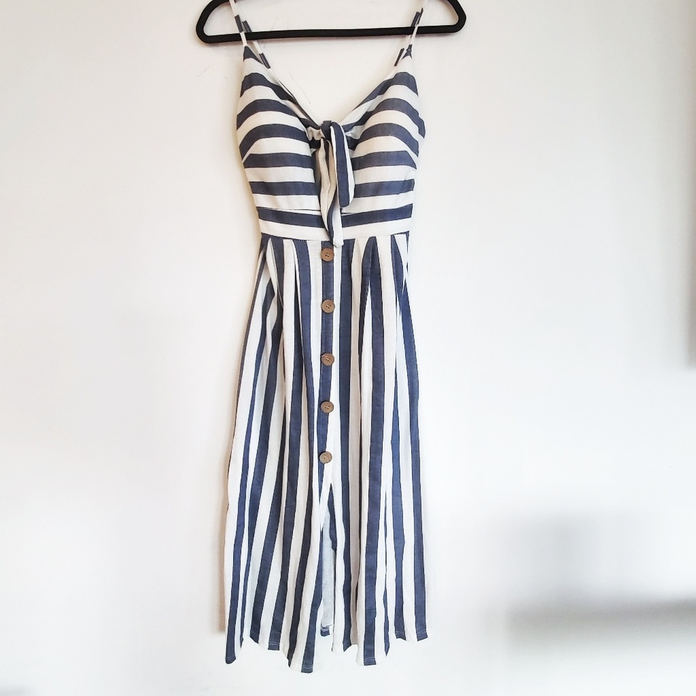 Blue and white striped Italian summer dress